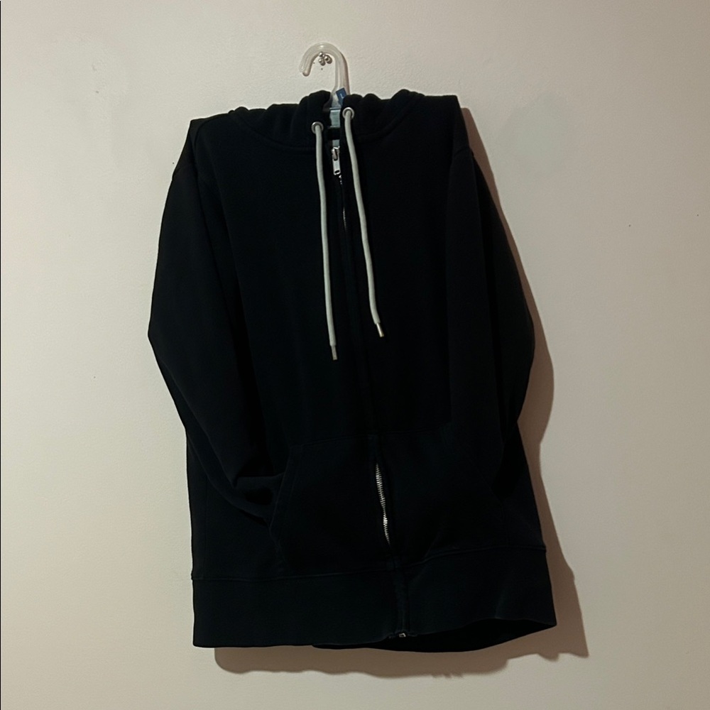 Gap Women’s Small Black Zip-Up Hoodie with White Drawstrings